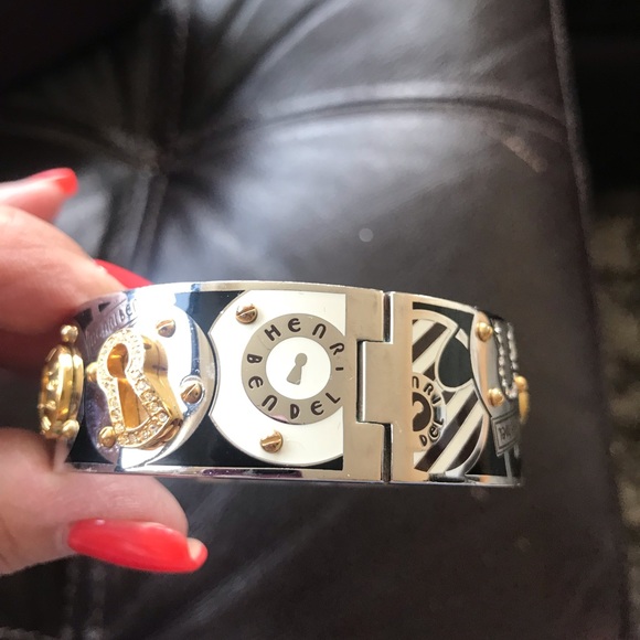 henri bendel Black, White and Gold Decorative Bangle Bracelet